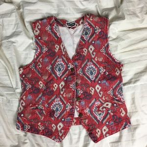 Vintage 80’s/90’s Red Printed Vest Size Medium